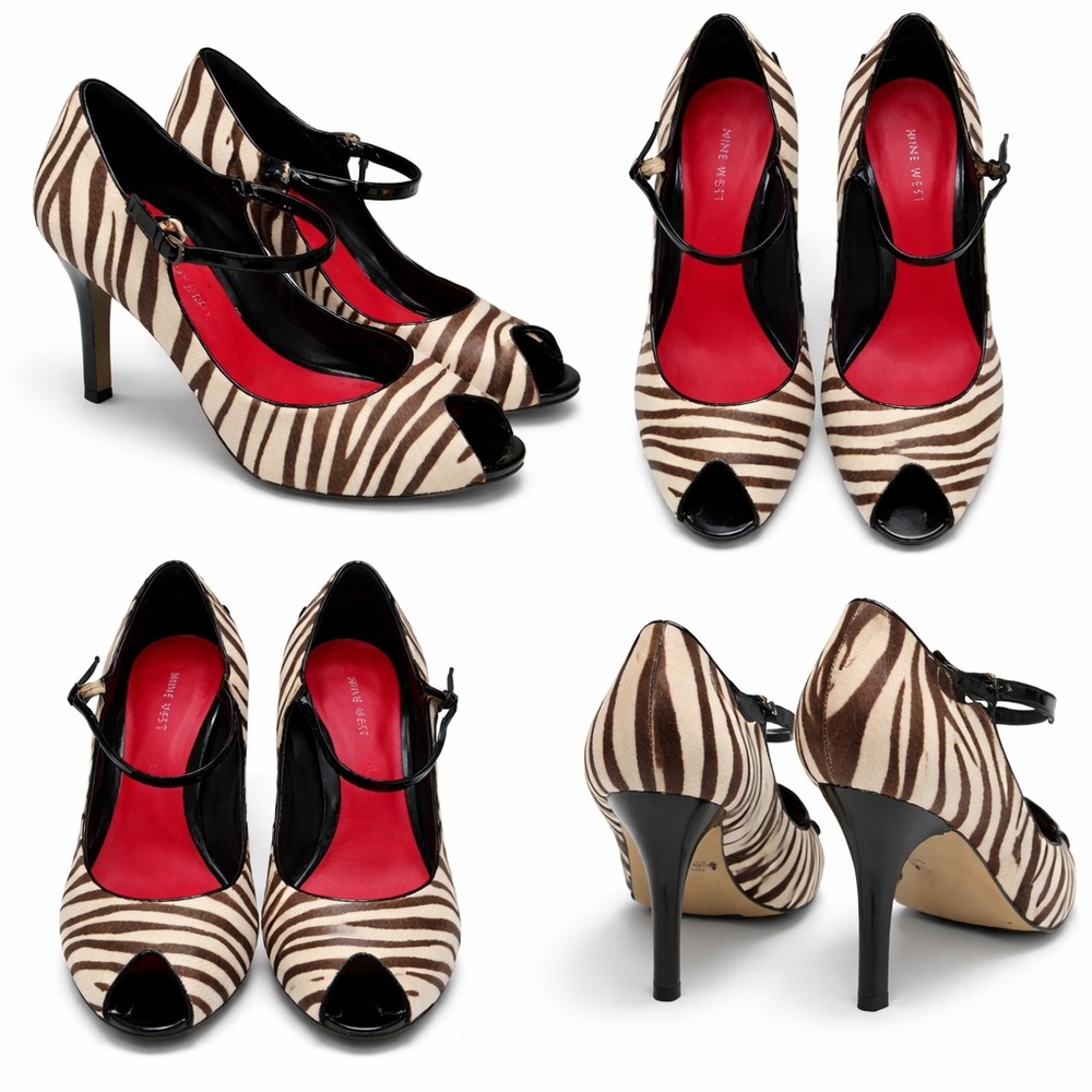 Nine West Zebra Print Peep Toe Heels